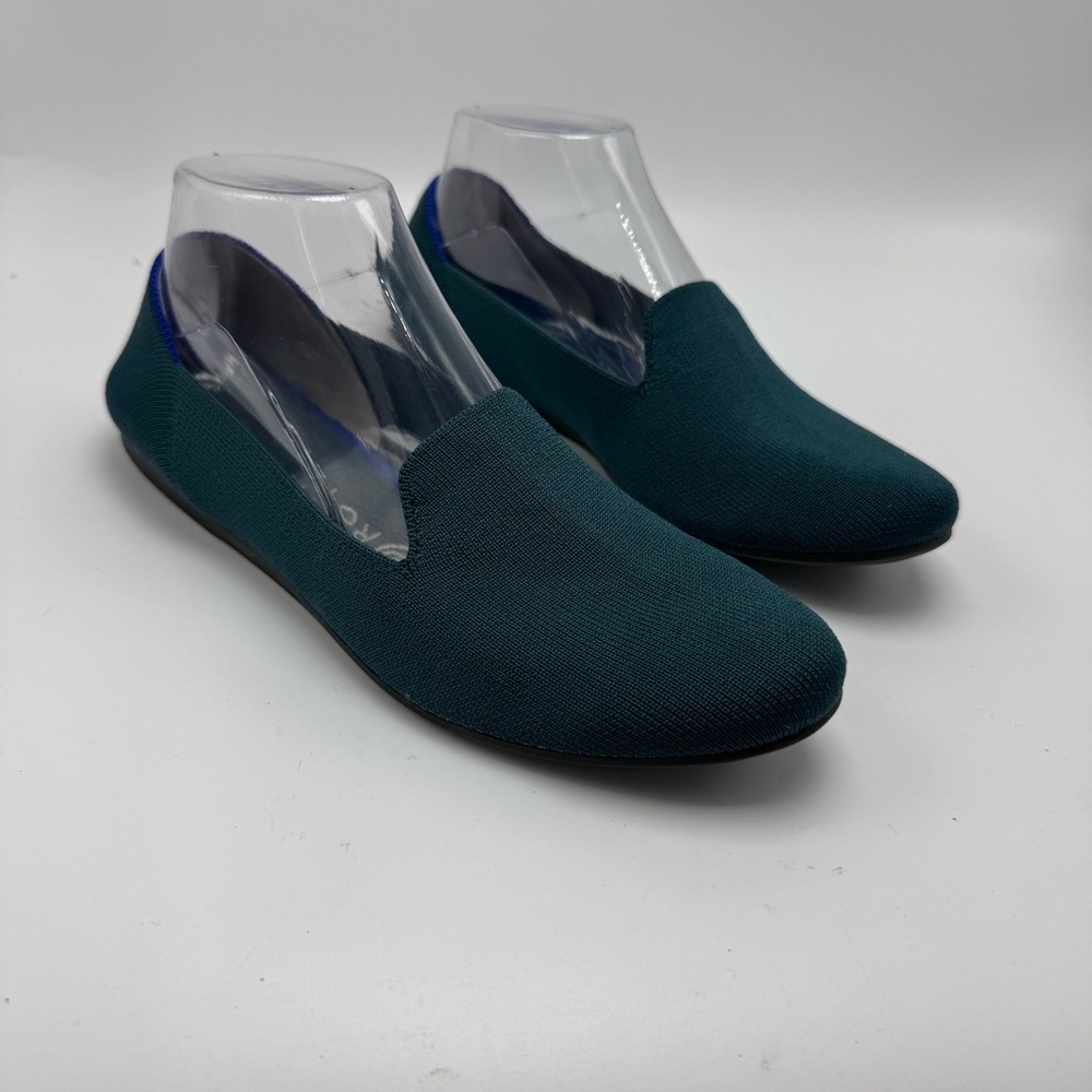 Rothy’s The Loafer Flats Women’s Size 8.5 Slip On Bottle Blue Green Neon Stripe